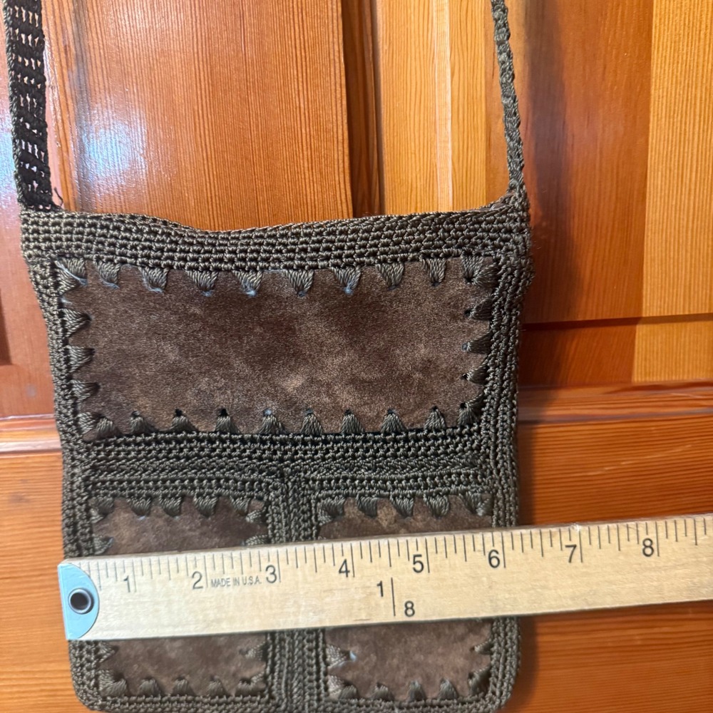 Unbranded Suede Crochet Crossbody Bag Womens Small Brown Fair Boho Beaded Floral - Picture 4 of 9